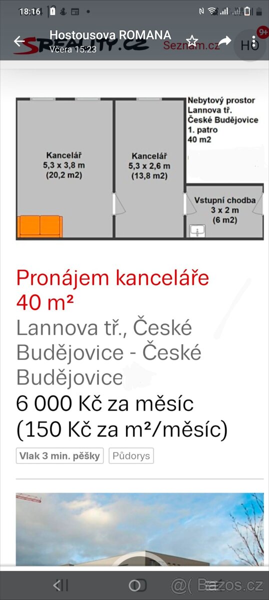 Pronájem kanceláře Lannova třída 116/61 ČB - 2