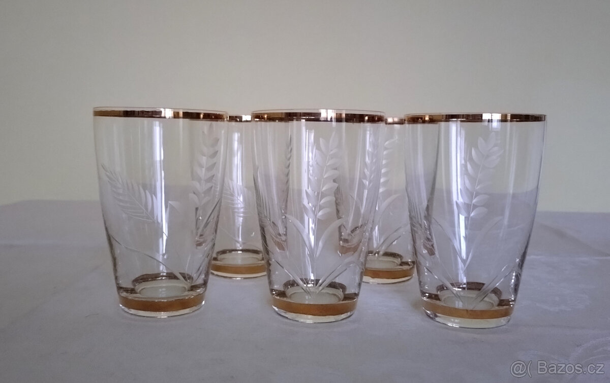 skleničky na vodu 4+1, 80. léta - 2