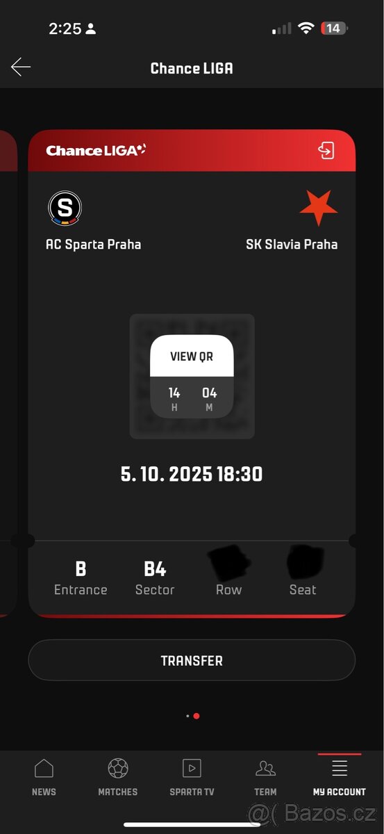 2 vstupenky - Sparta vs Slavia - 2