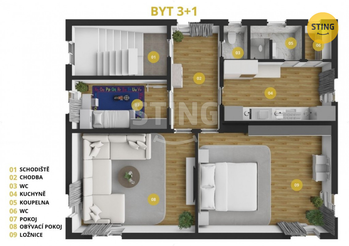 Byt 3+1, ul. Liliová, Opava - Jaktař , 133054 - 2