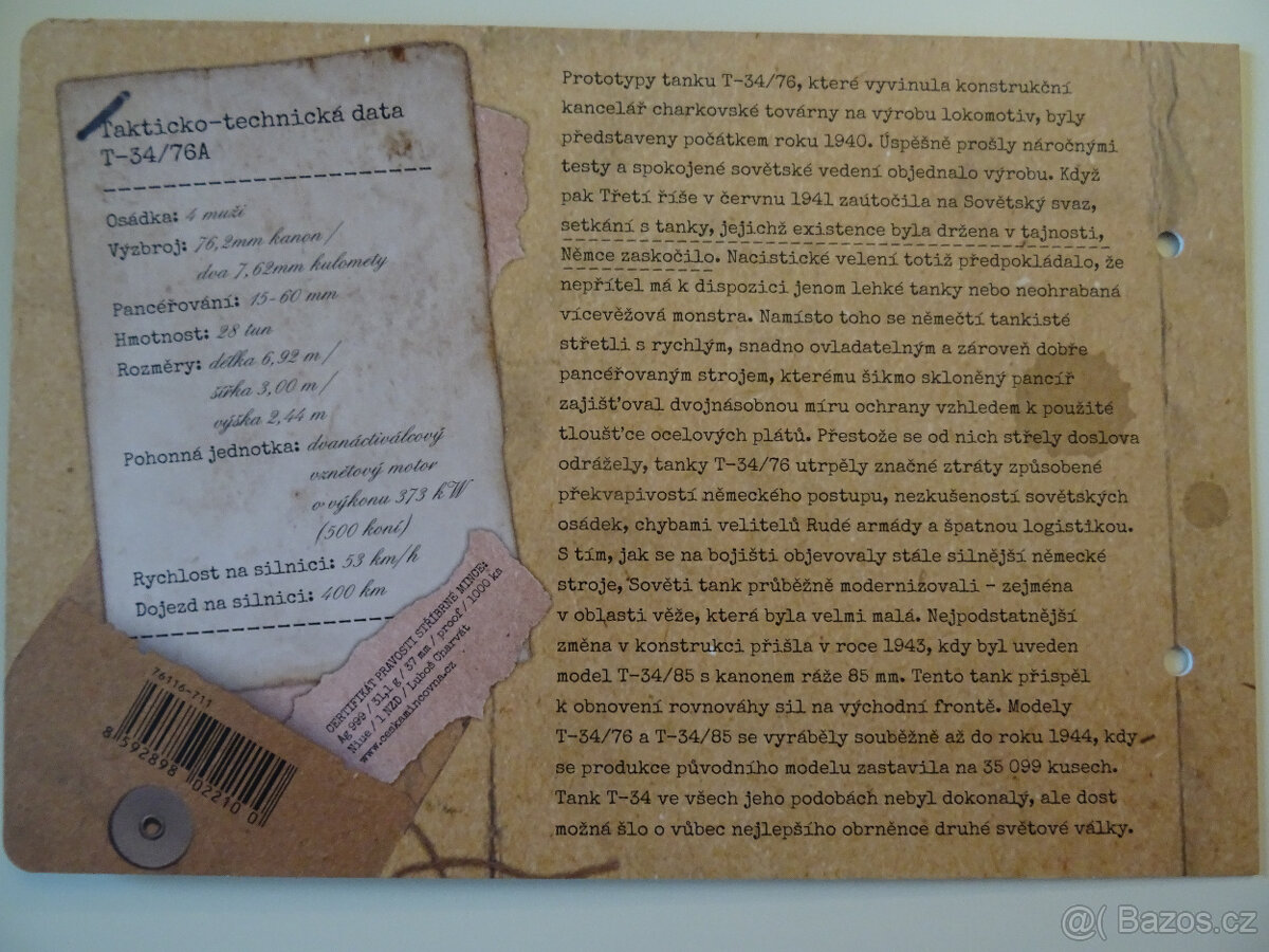 Stříbrná mince Obrněná technika - T-34/76 proof - 2