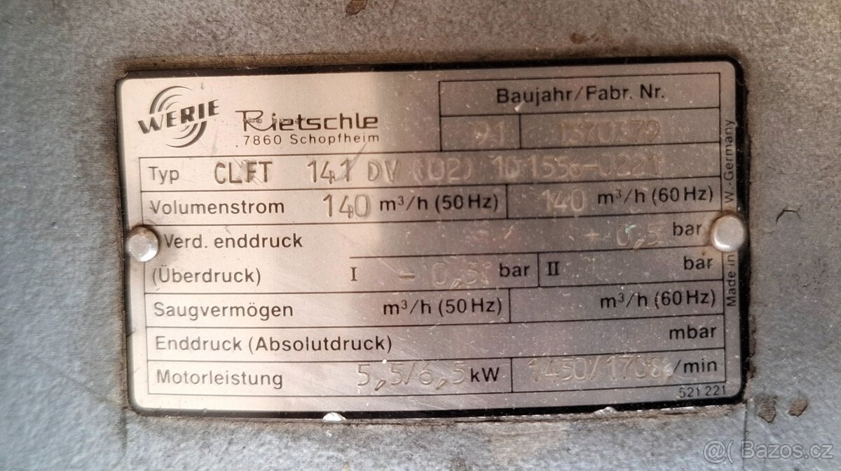 Kompresor/dmychadlo Rietschle CLFT 141 DV - 2