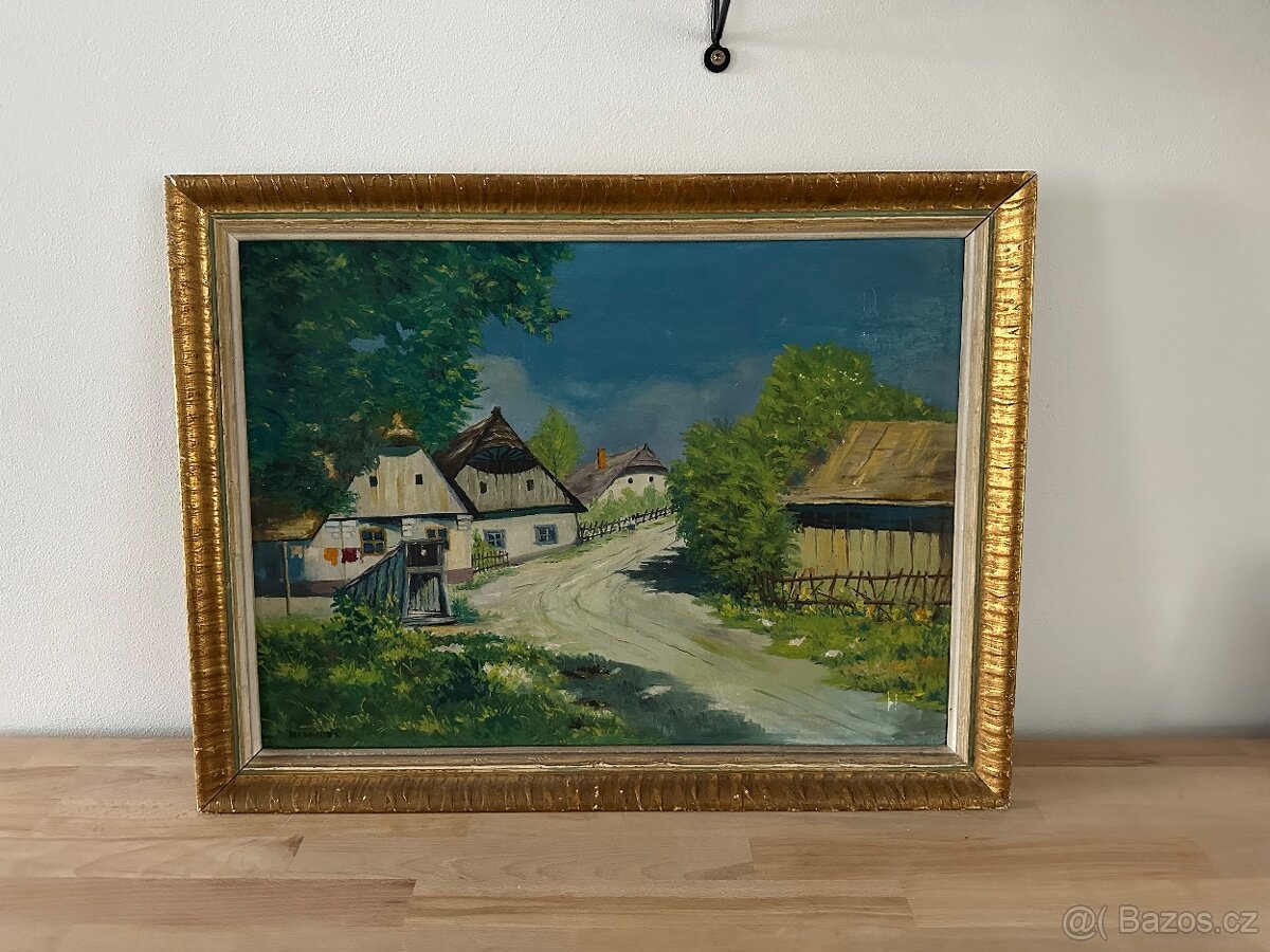 Starý obraz - vesnice autor Hajduček - 2