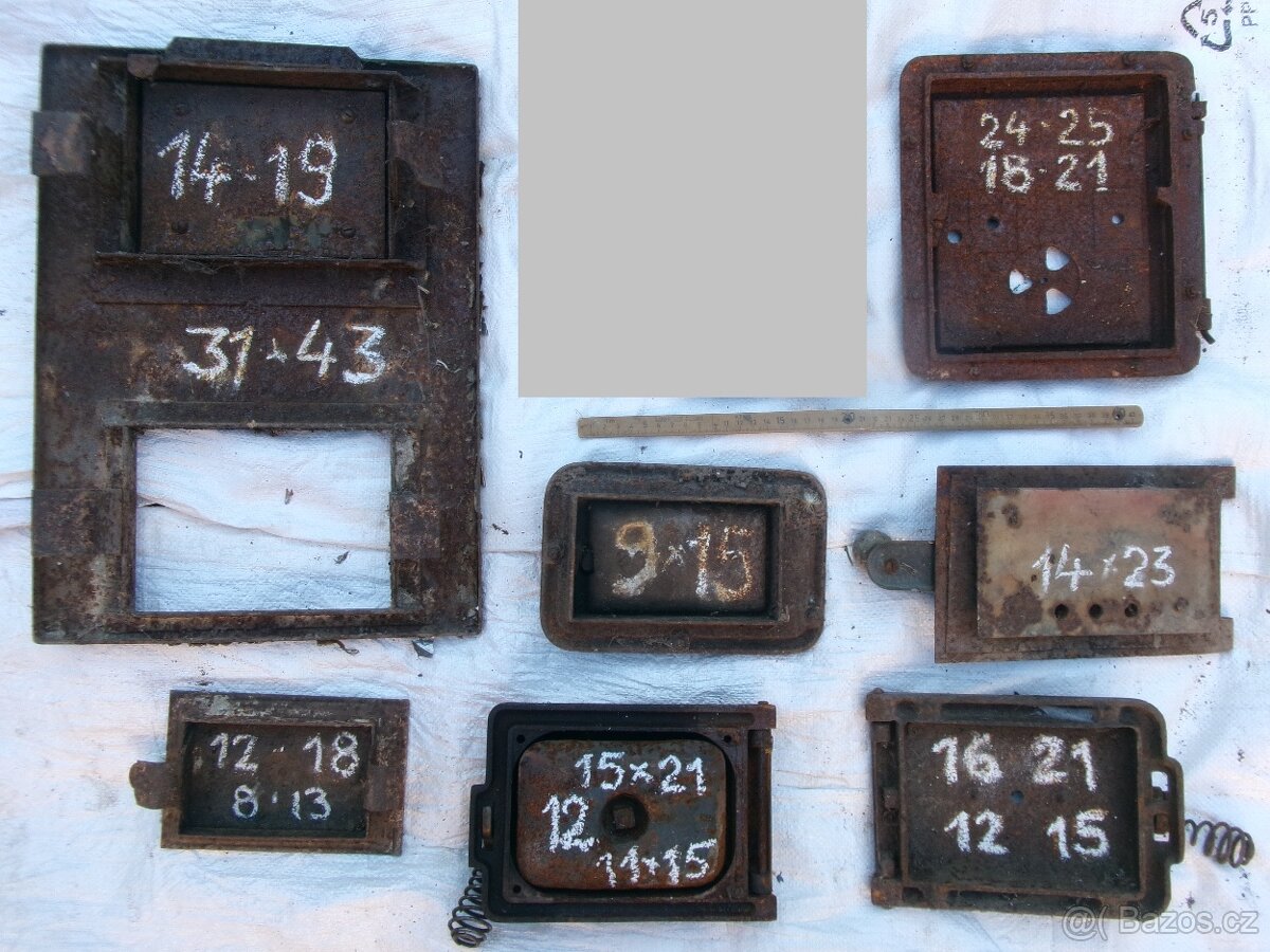 prodám různá stará kamnová dvířka, litinová kamínka bubínek, - 2