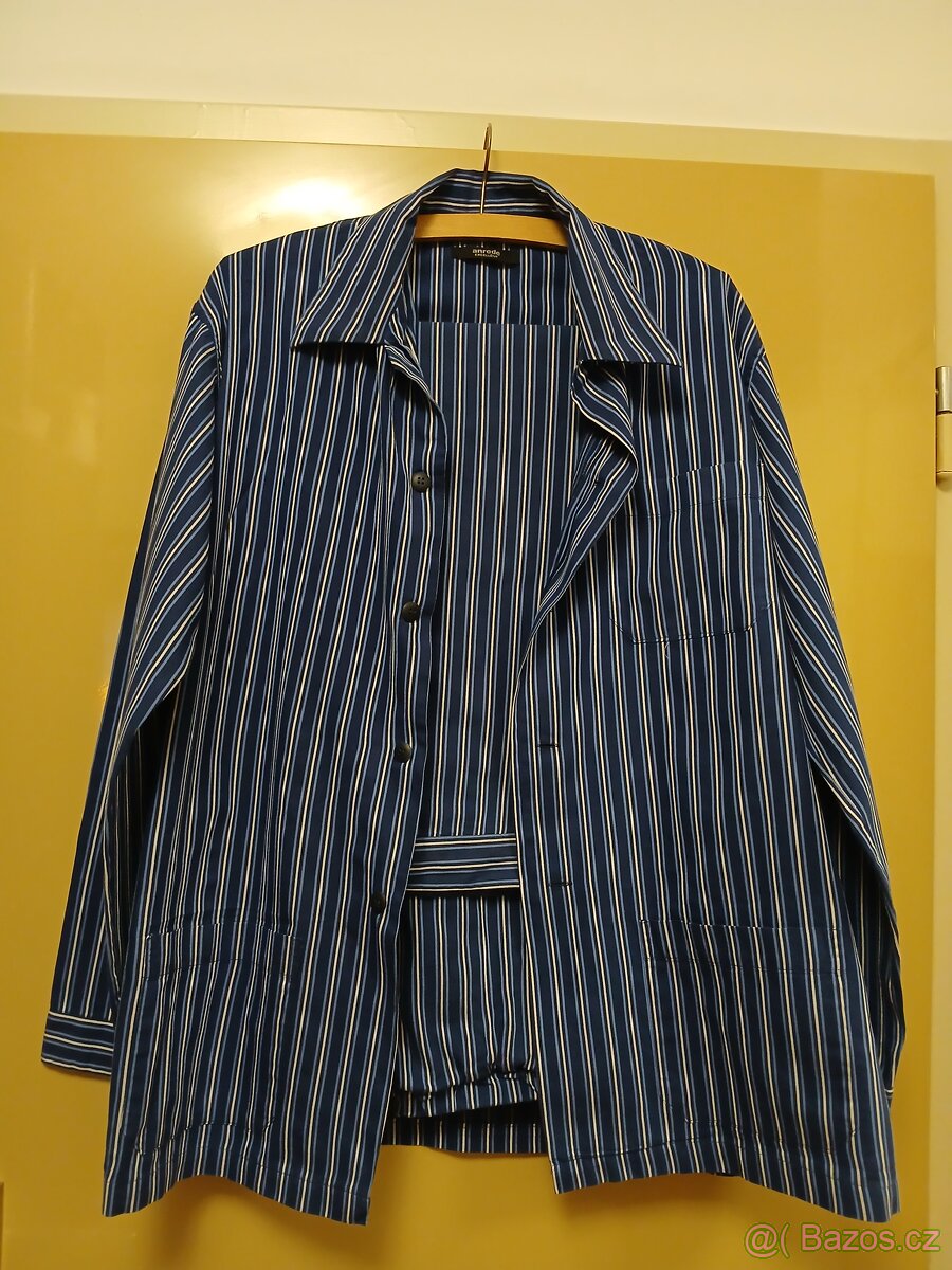 Pánské pyžamo vel. L - XL, plátěné 100% bavlna, proužek - 2