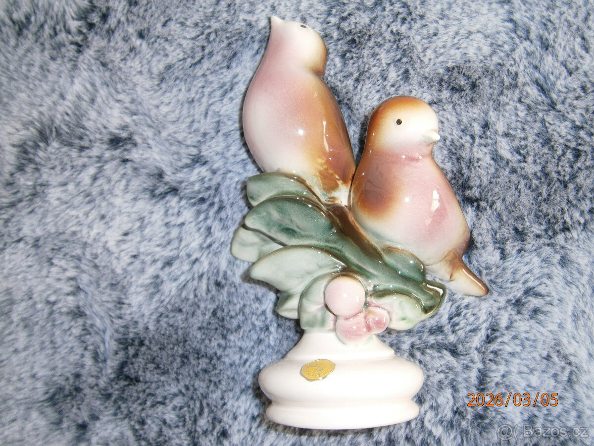 porcelánová soška - ptáčci 60.léta - 2