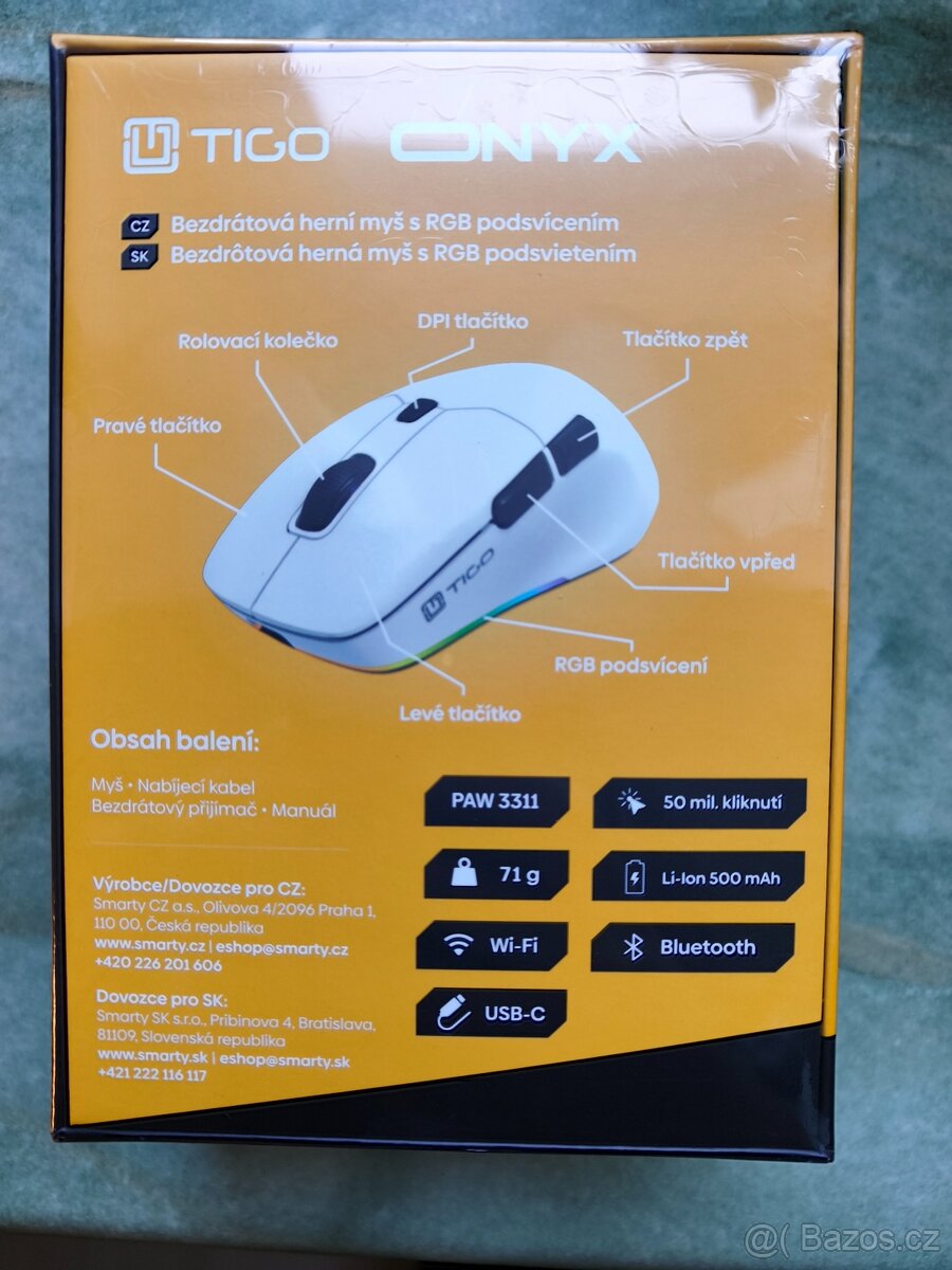 TIGO Onyx bezdrátová herní myš bílá - 2