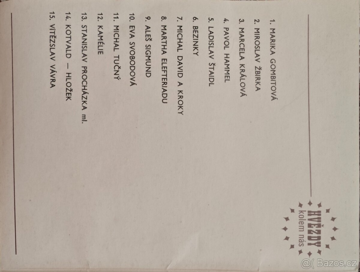 Karty zpěváků s popisem - 2