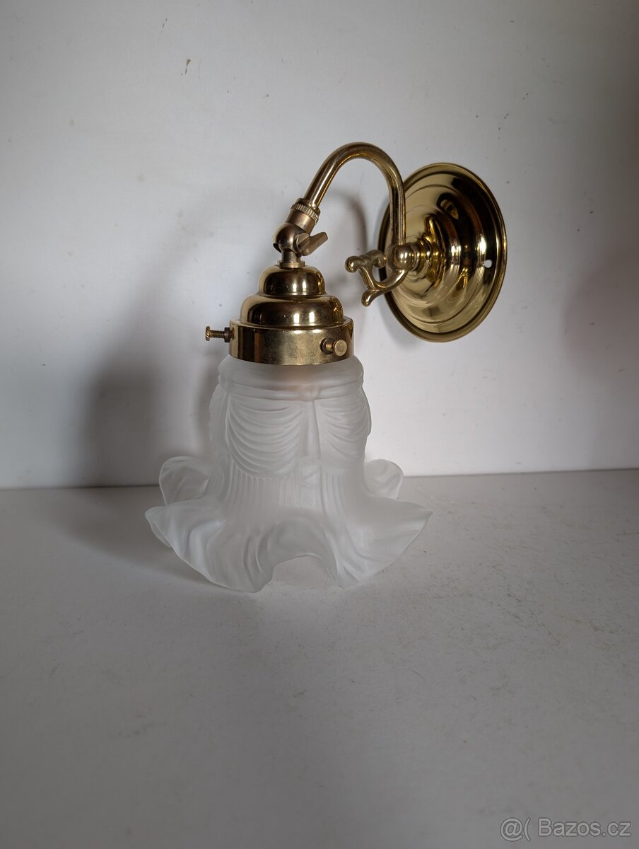 mosazná stará lampa lampička stínidlo zvoneček - 2