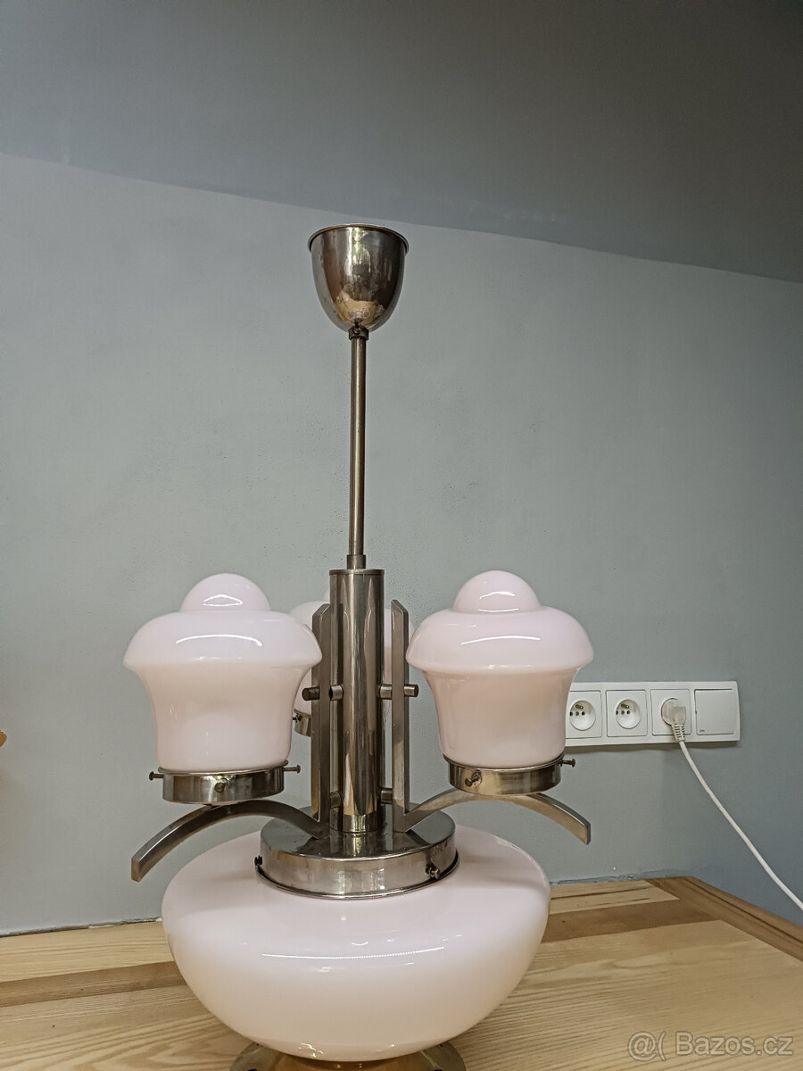 ART DECO LUSTR RŮŽOVÉ STÍNIDLA ZMRZLINA - 2