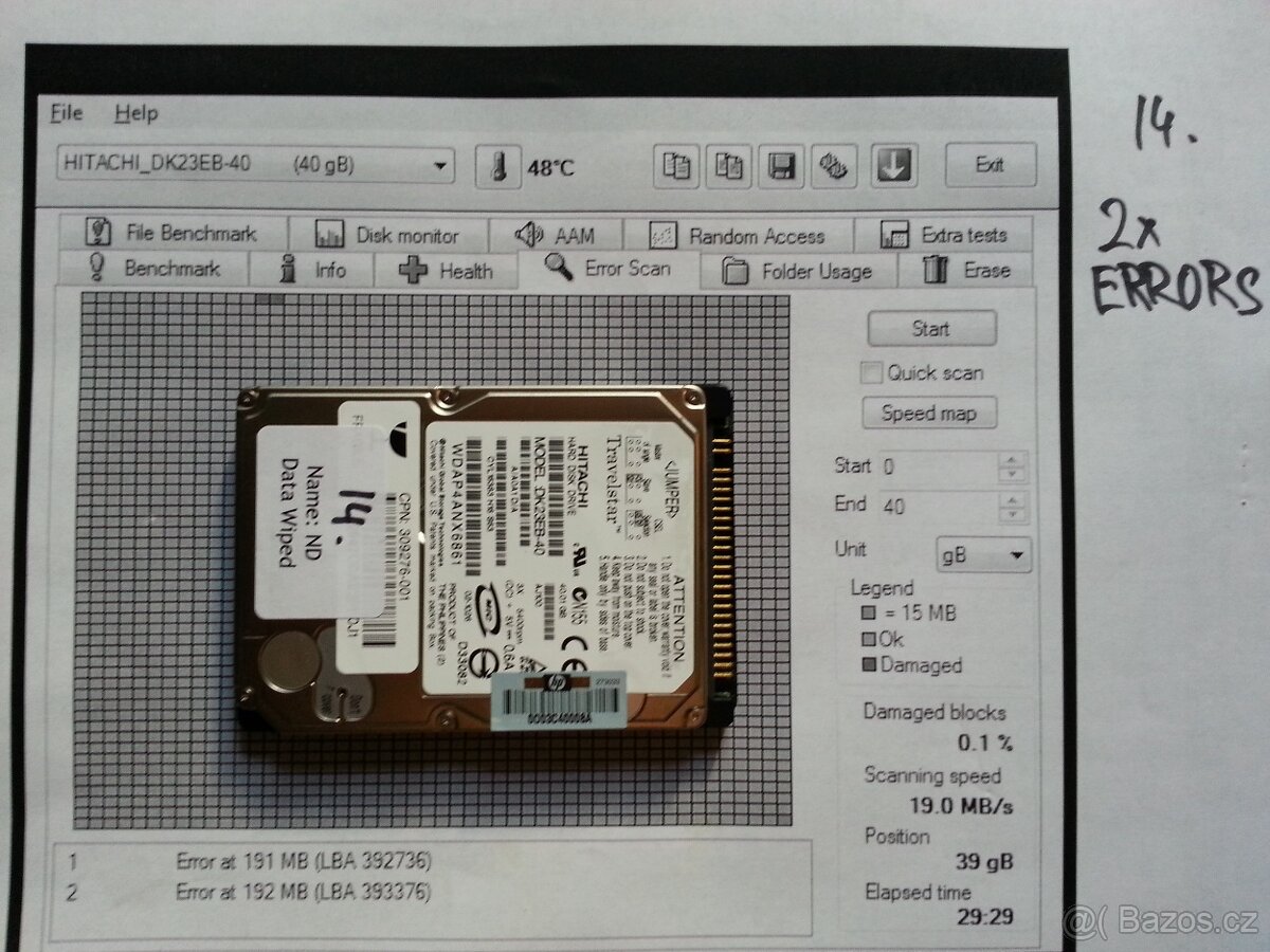 2.5" HDD PATA IDE 40GB - testovane - 2