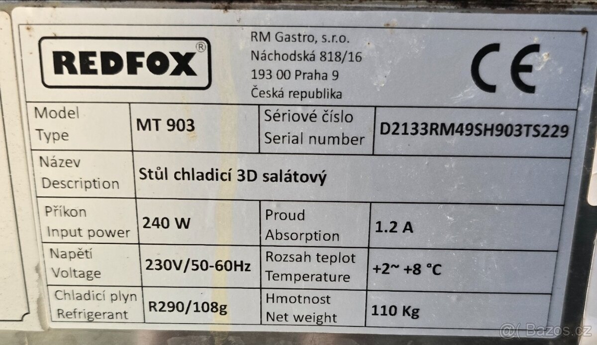 Stůl chladící 3D salátový REDFOX MT 903 - 2