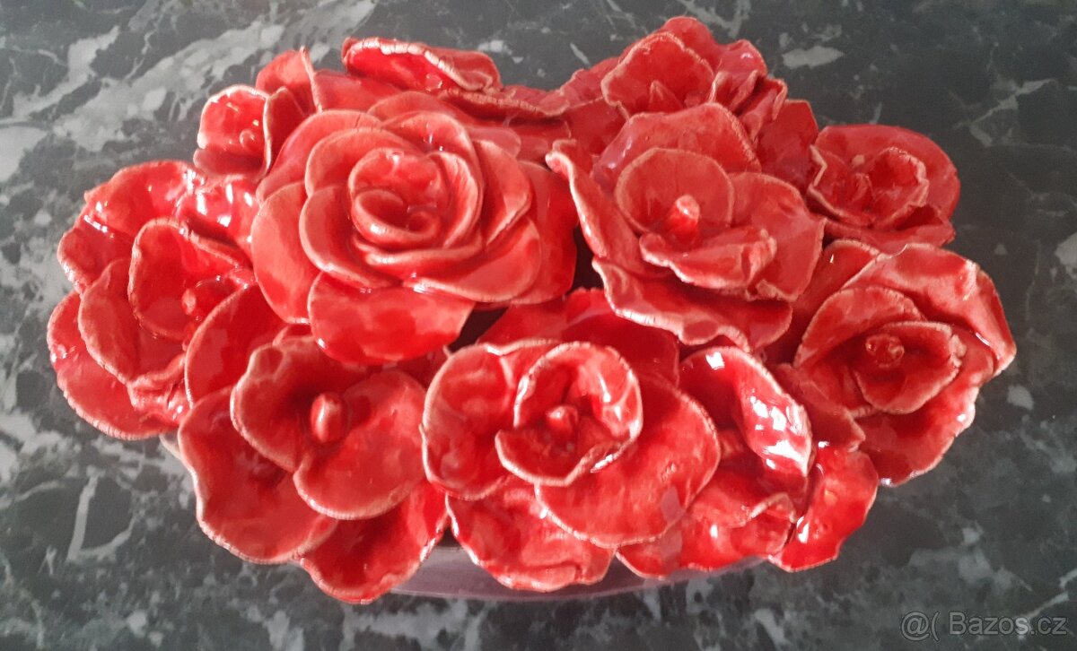 Keramická mísa s růžemi - vlastní tvorba - 2