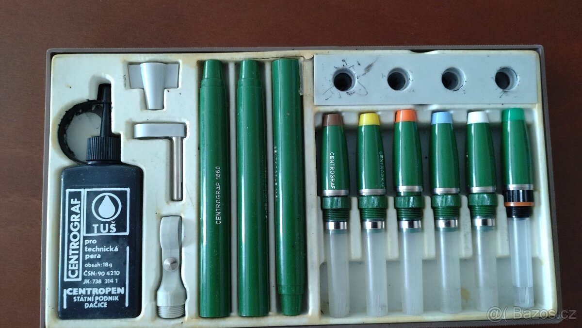Retro Technická rýsovací pera - sada Centropen - 2