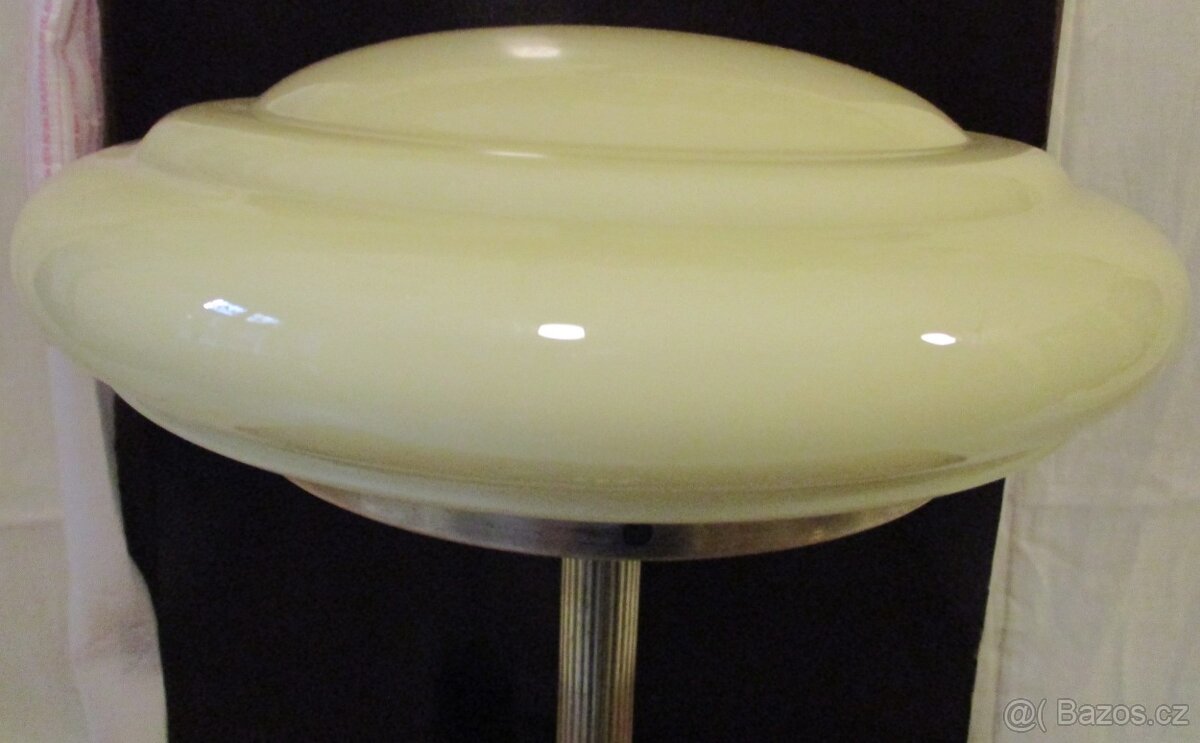 Stolní lampa art deco, mosaz, funkční, žluté sklo - 2