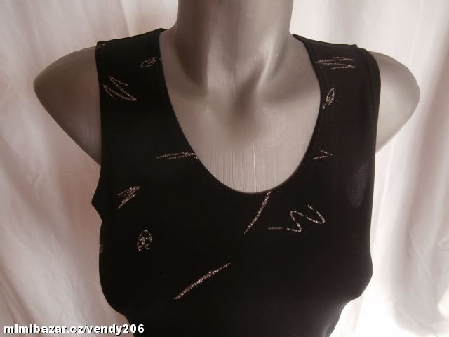 prodám dlouhé pružné šaty vel 38,černé se stříbrným tiskem,i - 2