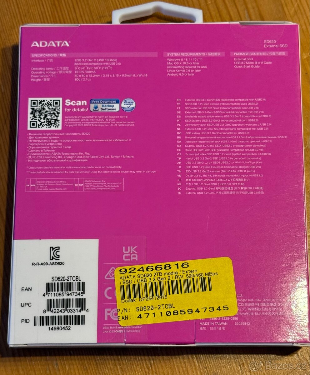ADATA SD620 2TB modrá 520/460MBps USB3.2 DPH - 2