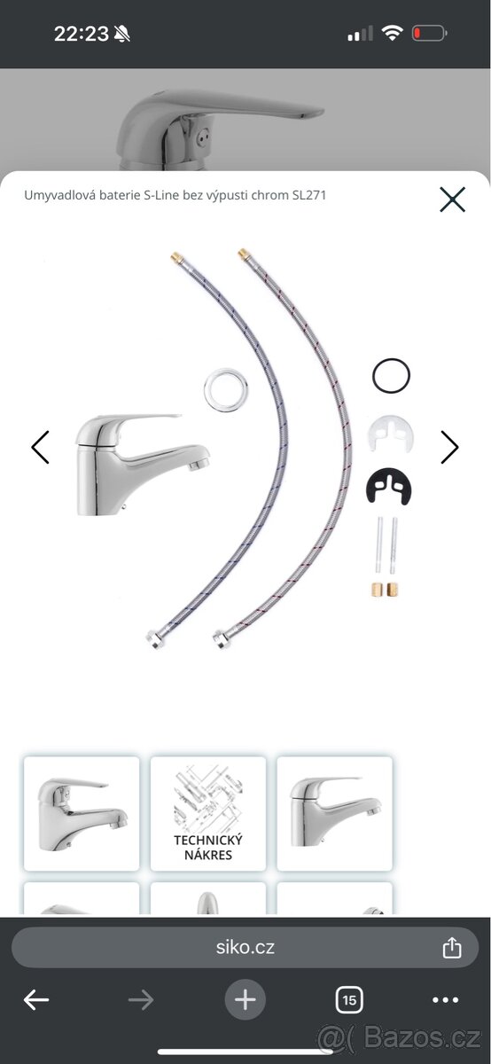 Umyvadlová baterie S-Line bez výpusti chrom SL271 - 2