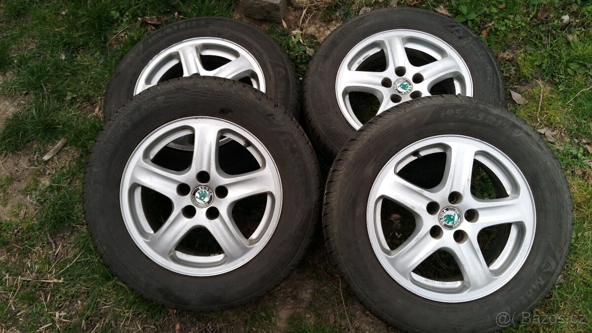 Alu kola originál Škoda 15", 5x100 + letní pneu - 2