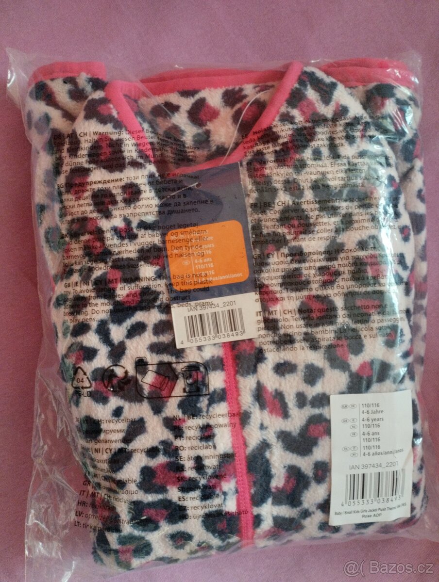 Nová dívčí plyšová mikina chlupatka 110 / 116 - 2