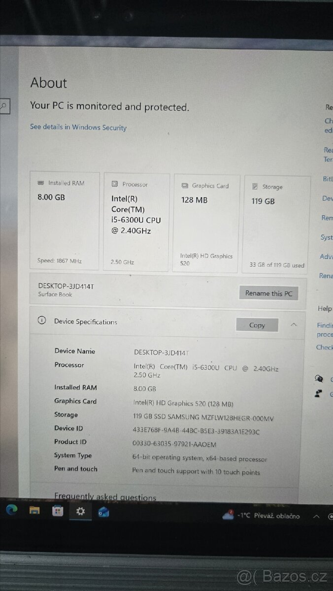 Microsoft surface book gen 1 119gb storage - 2