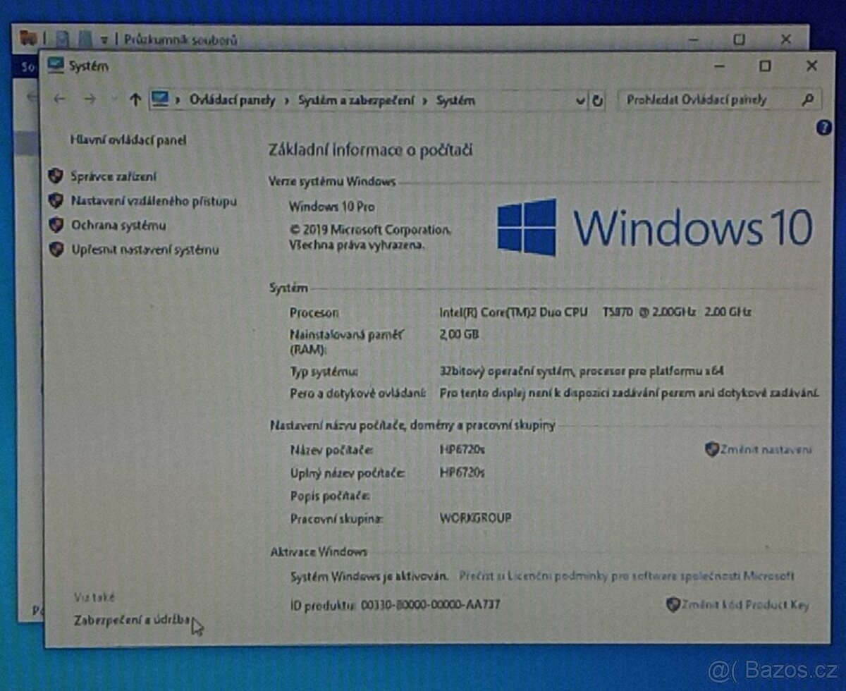 Notebook HP Compaq 6720s starší funkční CPU 2GHz, RAM 2GB - 2