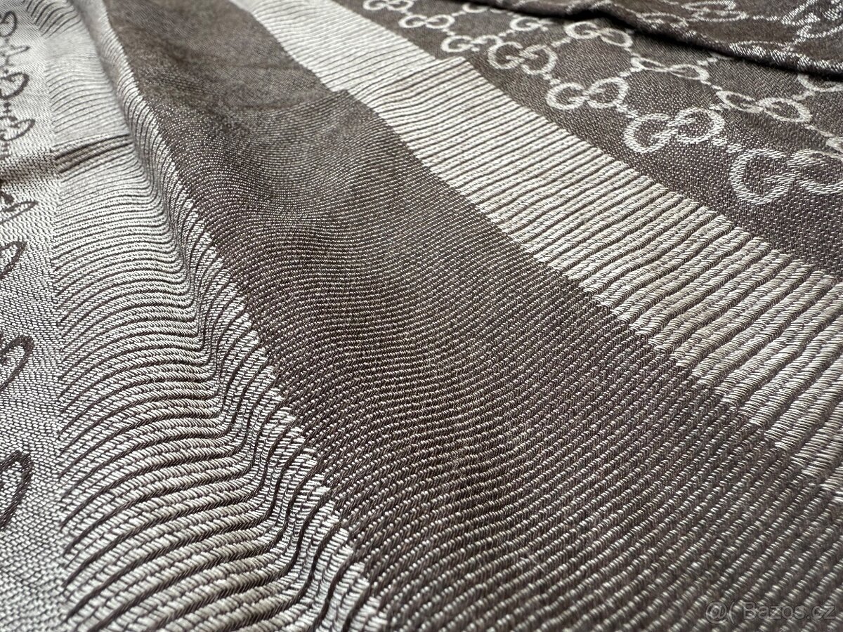 Gucci Scarf GG velký monogram šedý pléd - 2