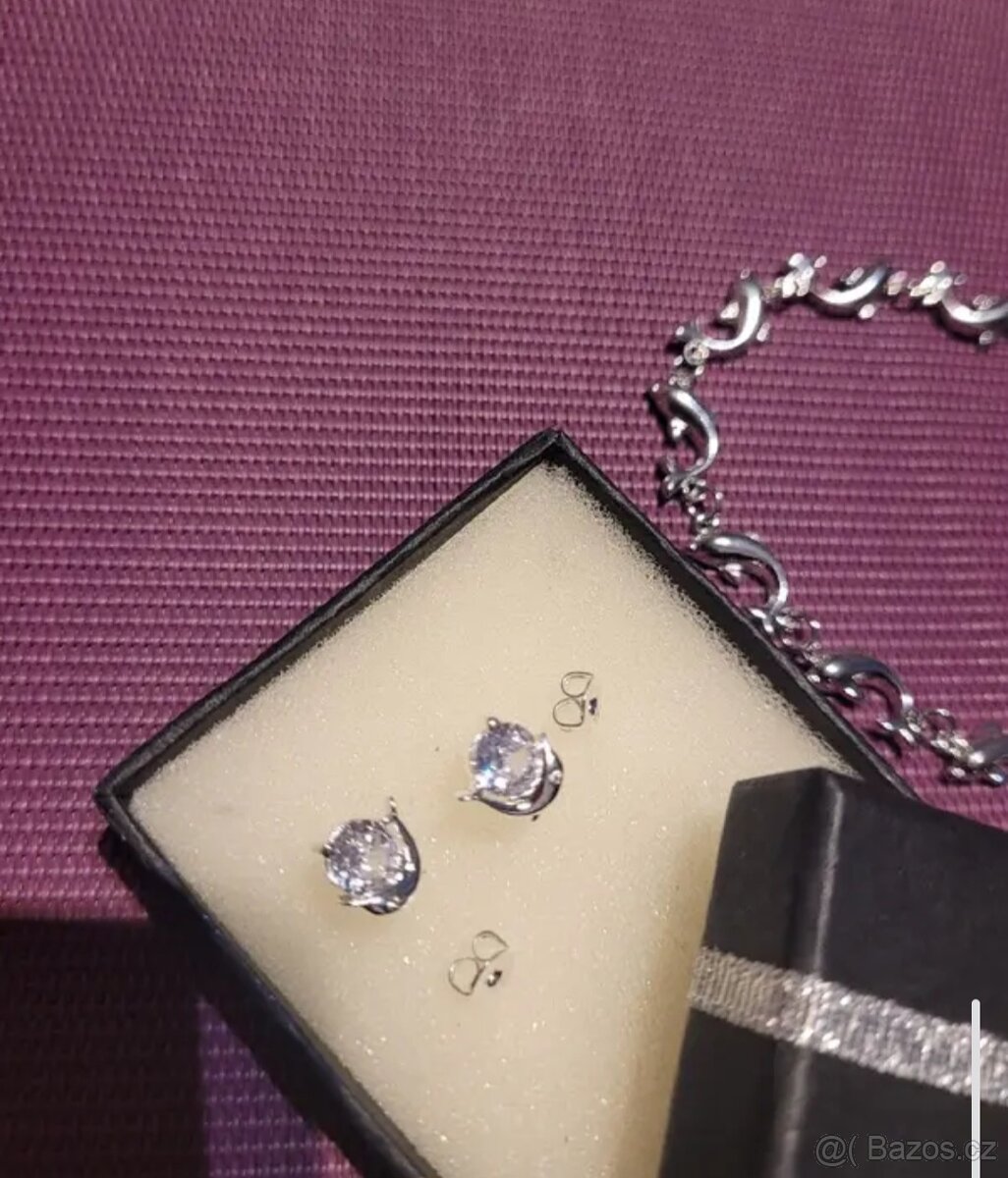 Nová dámská sada souprava šperků stříbrná delfín 925 - 2