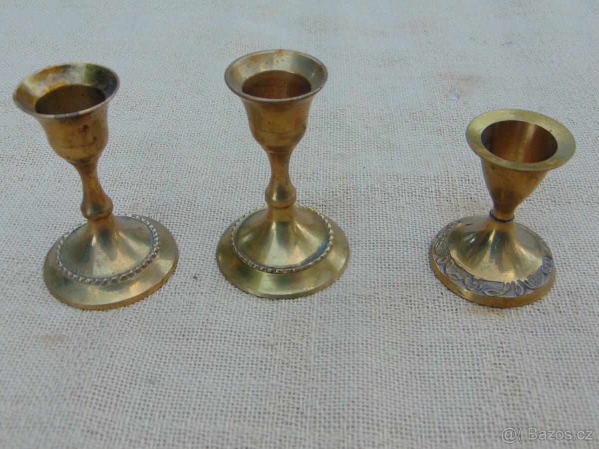 Mosazné svícny 3 ks. - 2