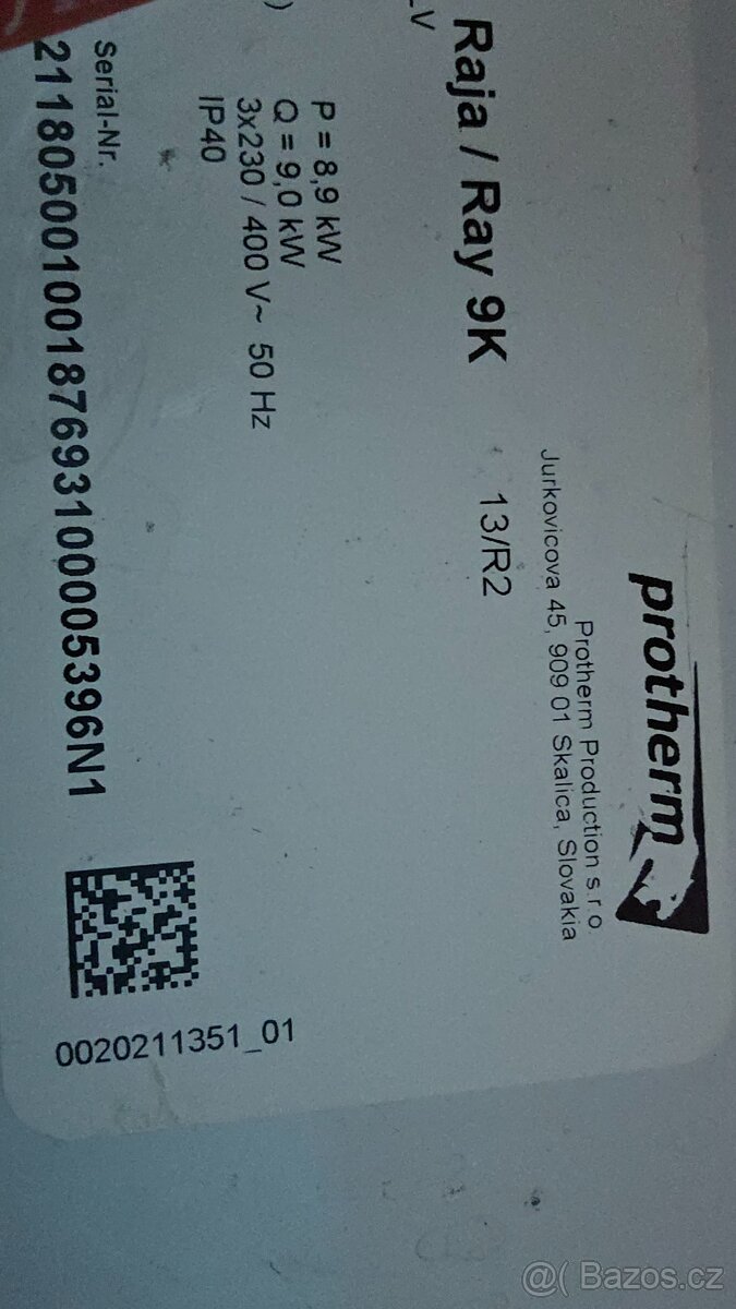 Elektrokotel Protherm Ray 9KW - 2