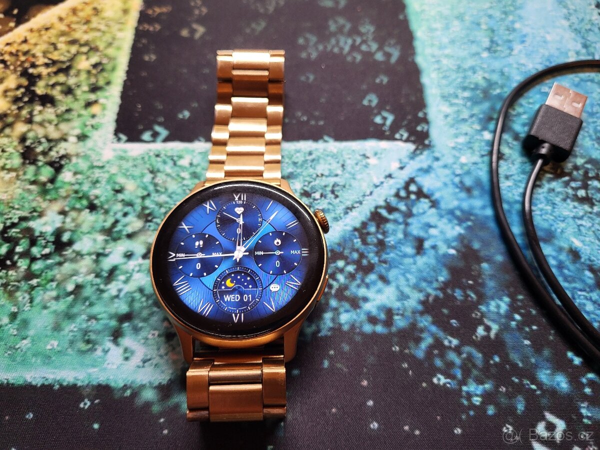 Chytré hodinky - AMOLED - zlaté - 2