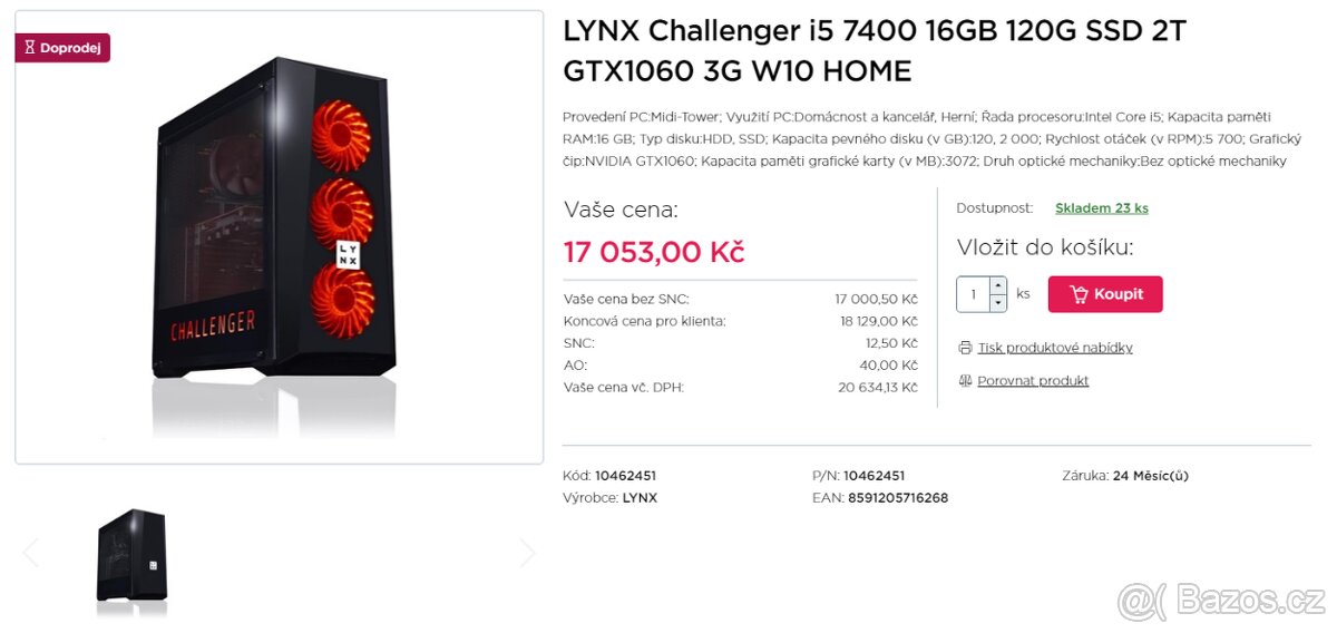 Herní PC Lynx (i5 7400,GTX 1060 3 GB OC) - 2