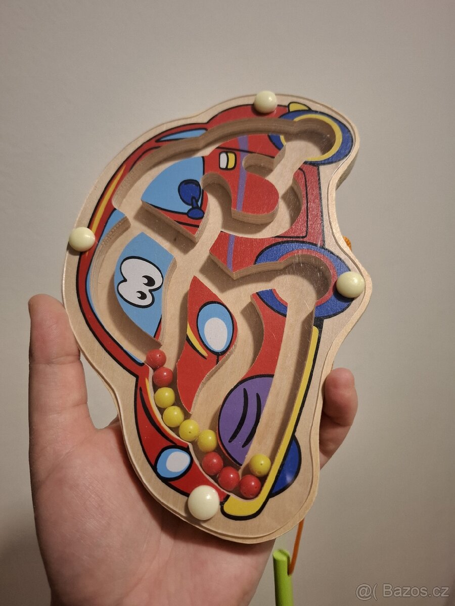 VIGA, Dřevěný kuličkový labyrint - auto - 2