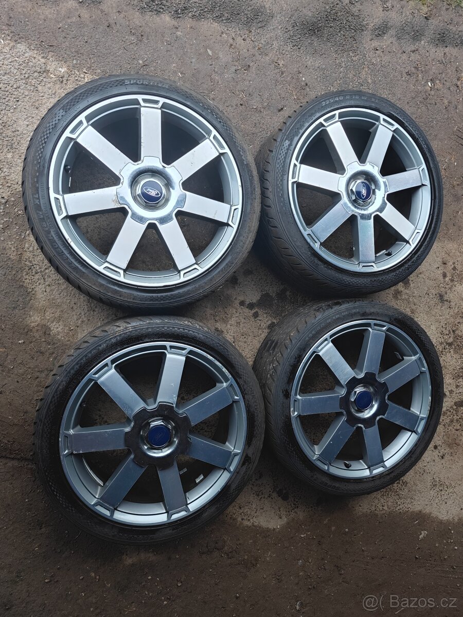 Prodám sadu Alu FORD 7,5Jx18H2 ET52,5 + letní pneu 225/40/18 - 2