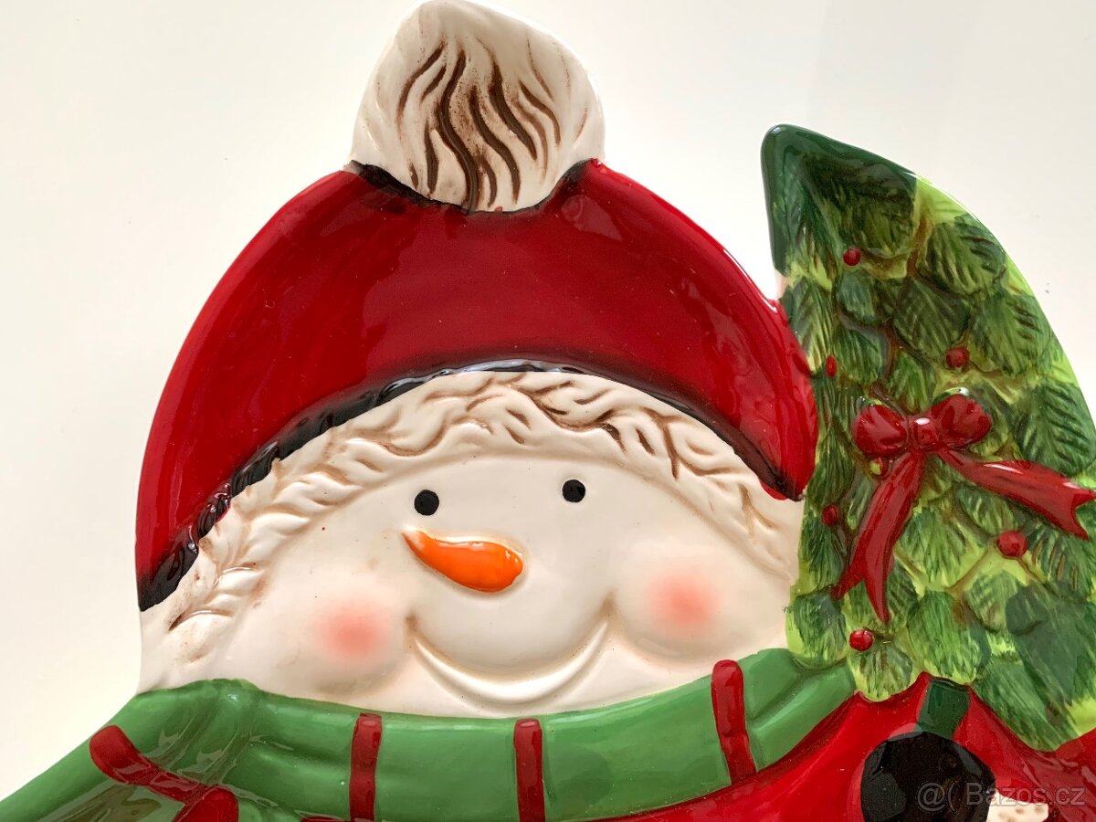 Sněhulák vánoční talíř - 2