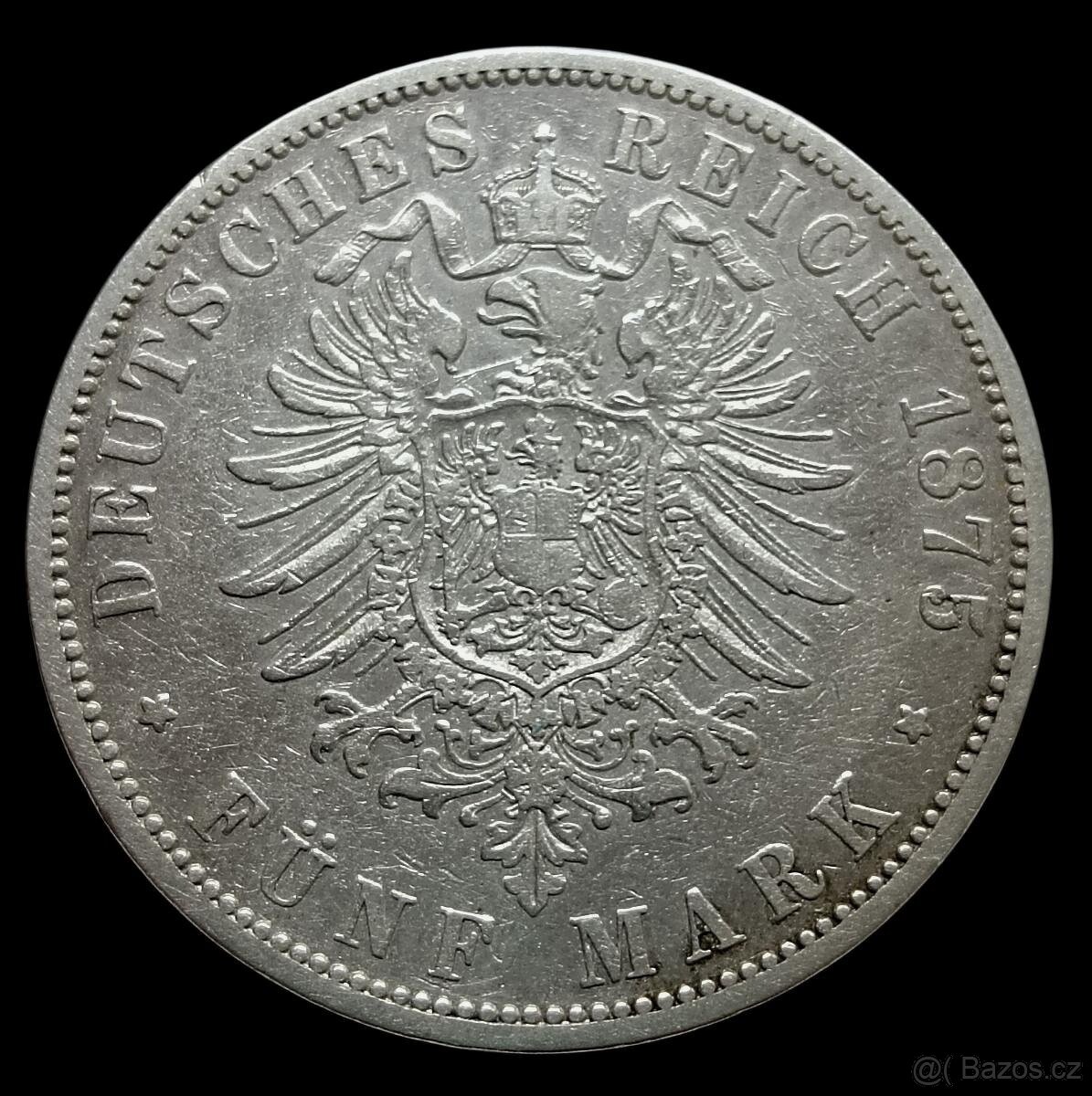 Stříbrná 5 Mark 1875 B Hannover - 2