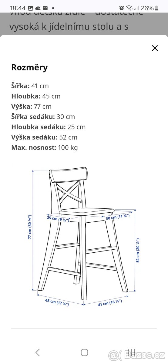 IKEA INGOLF dětská židle Top stav - 2