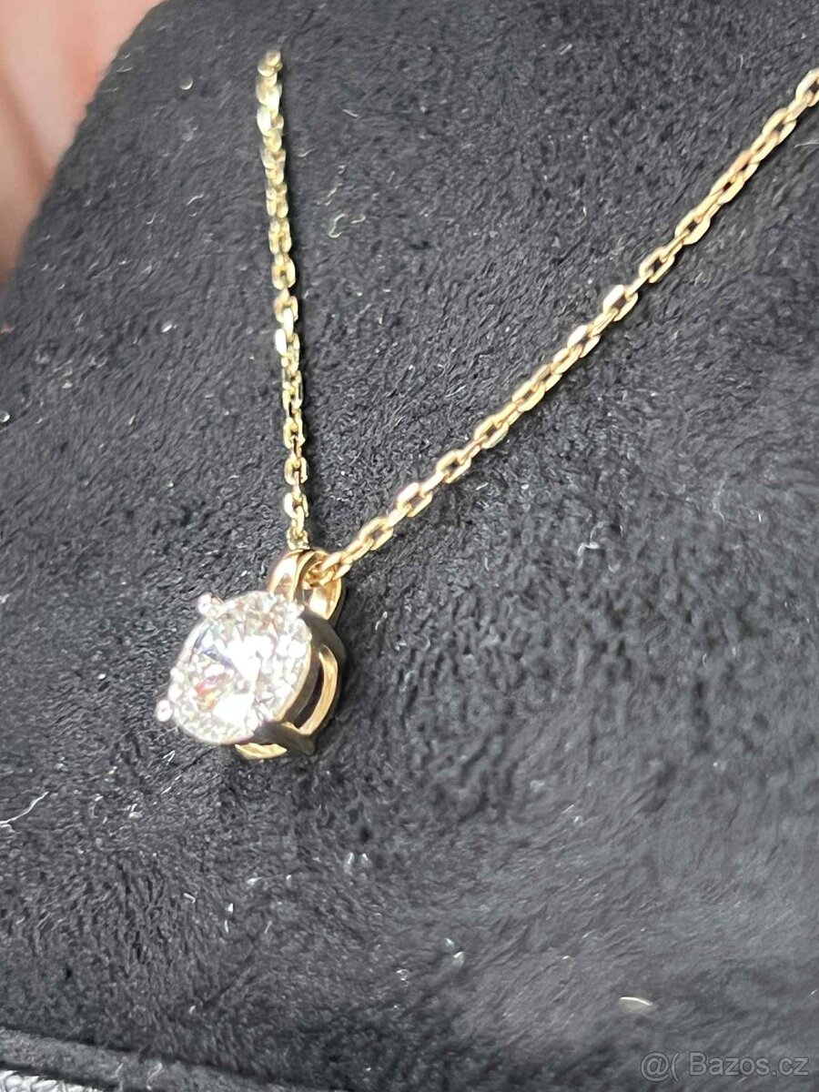 Zlatý 14K náhrdelník s diamantem 1,01 ct - 2