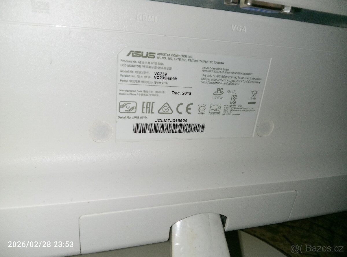 Asus vc239he-w - 2