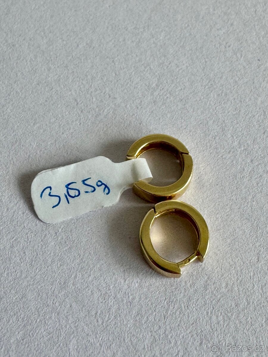 Zlaté náušnice 14K, 3,65 g, průměr 1,5 cm - 2
