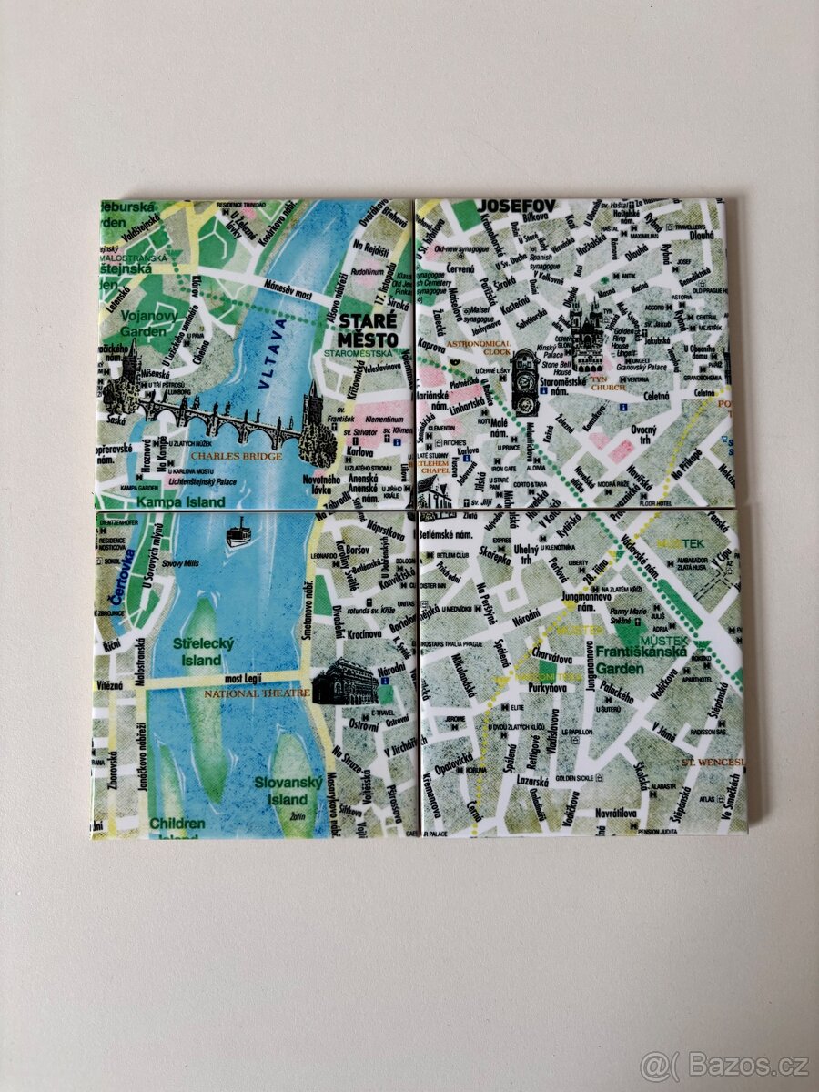 Keramické podtácky vzor mapa Prahy - 2