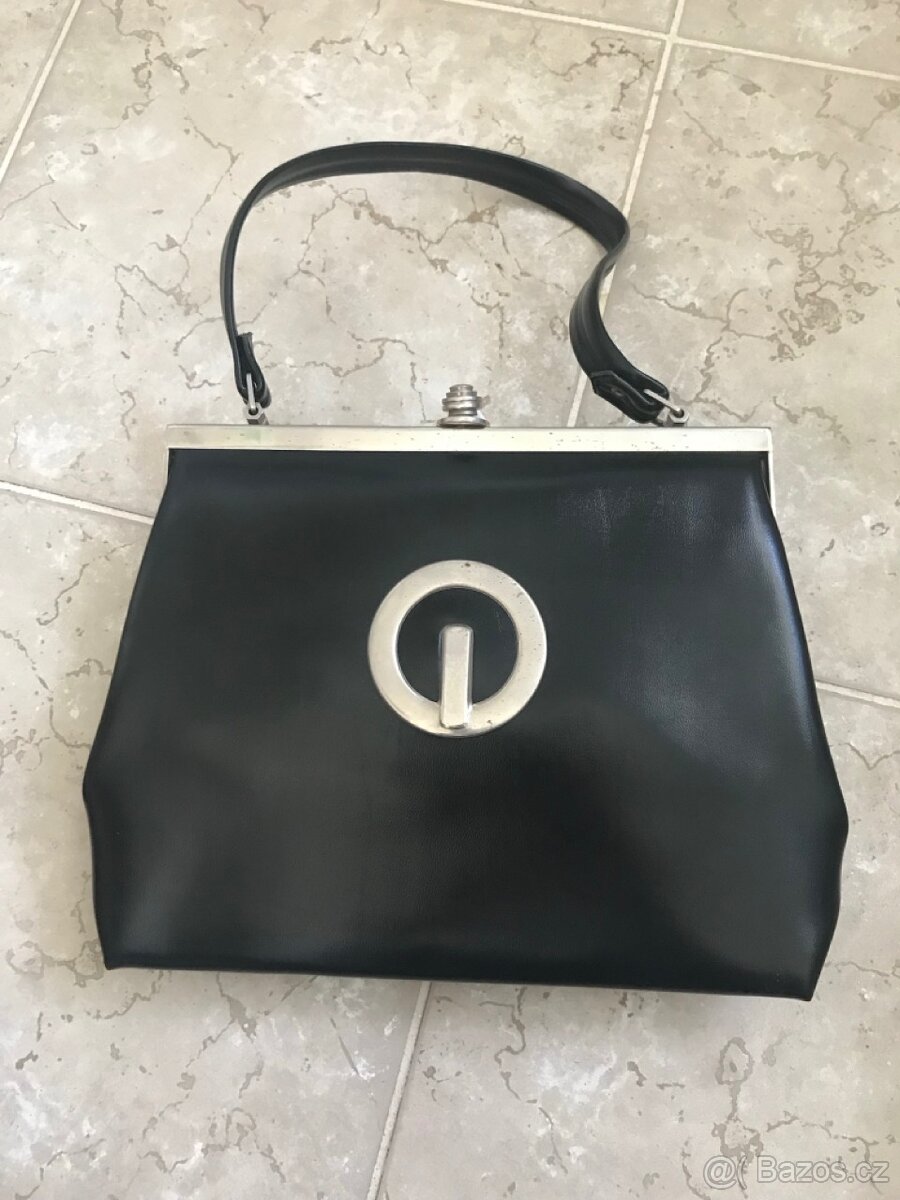 kabelka černá se sponou, retro - TOP STAV - 2