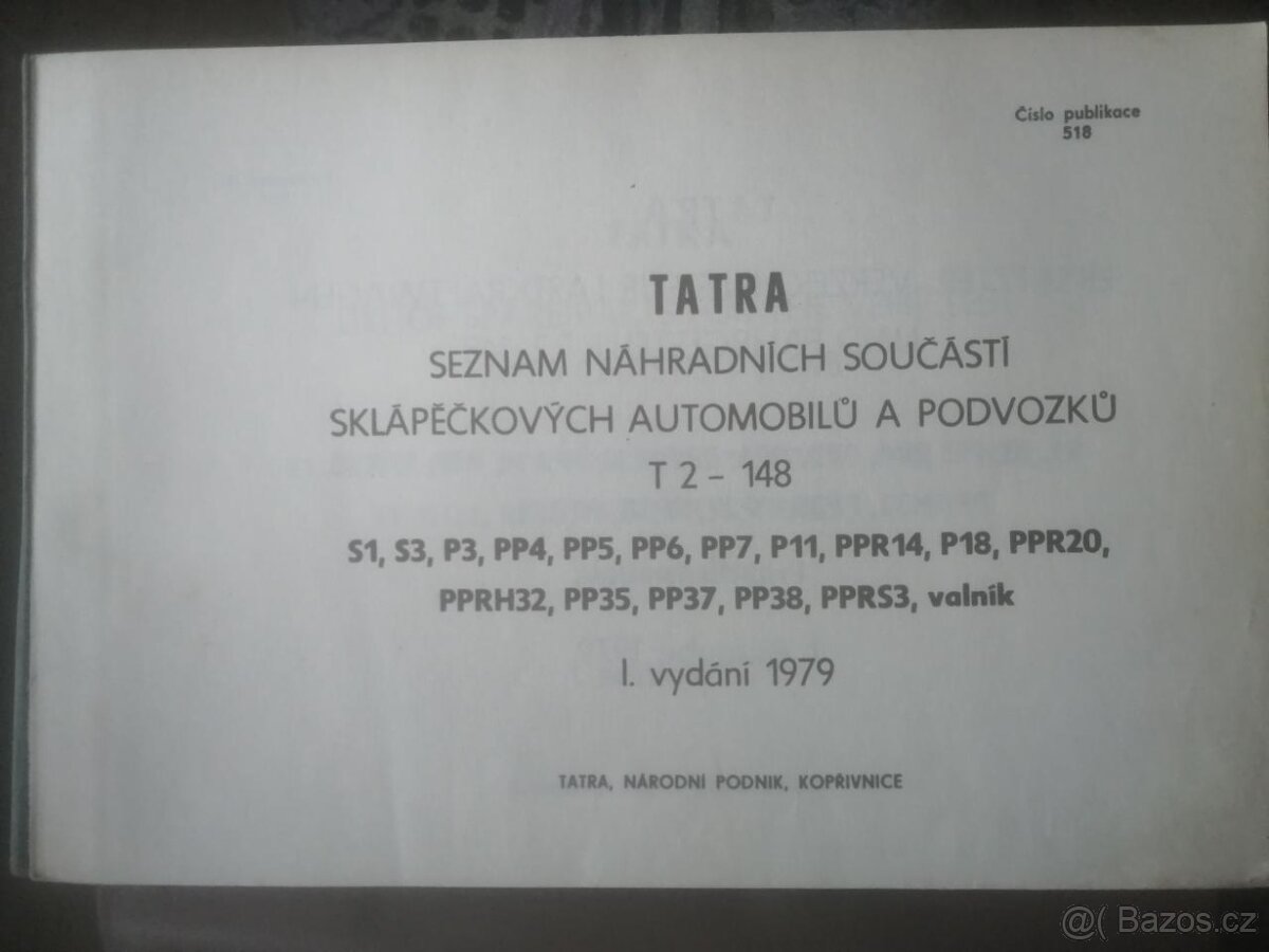 Katalog náhradních dílů TATRA 2 – T148, publikace 518 - 2
