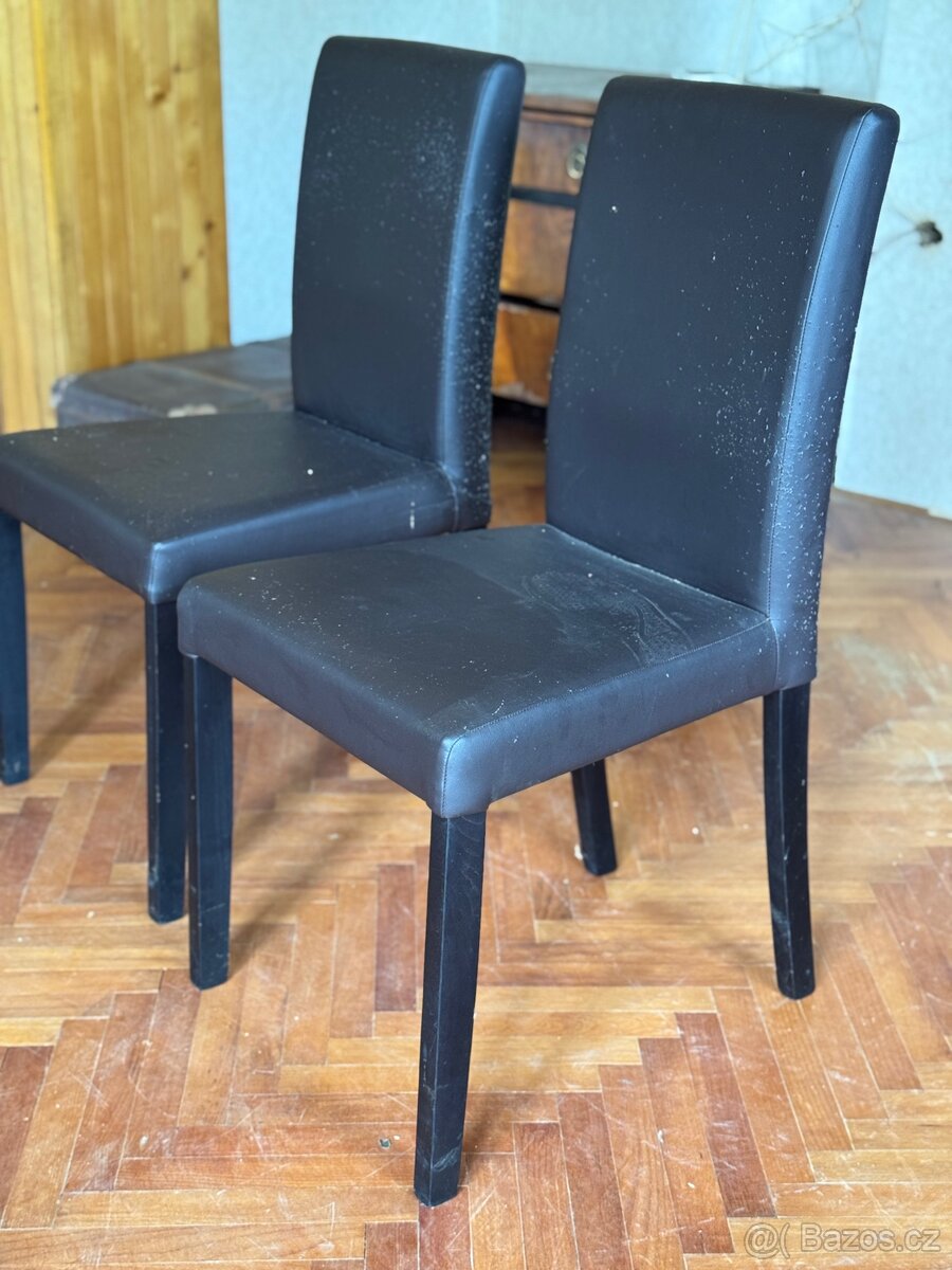 2x hnědá židle - potah koženka - 2