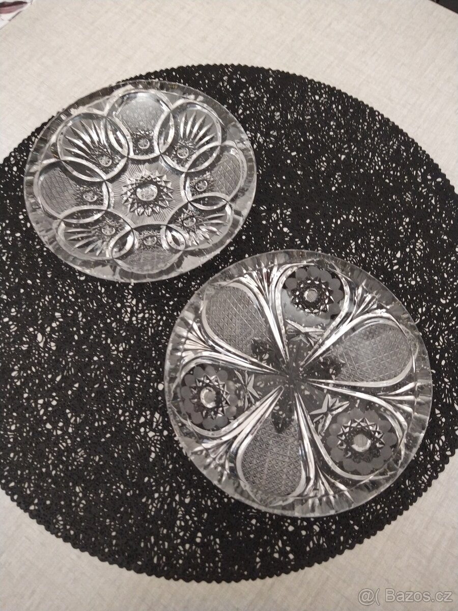 Křišťálový broušený talíř 2ks - 2