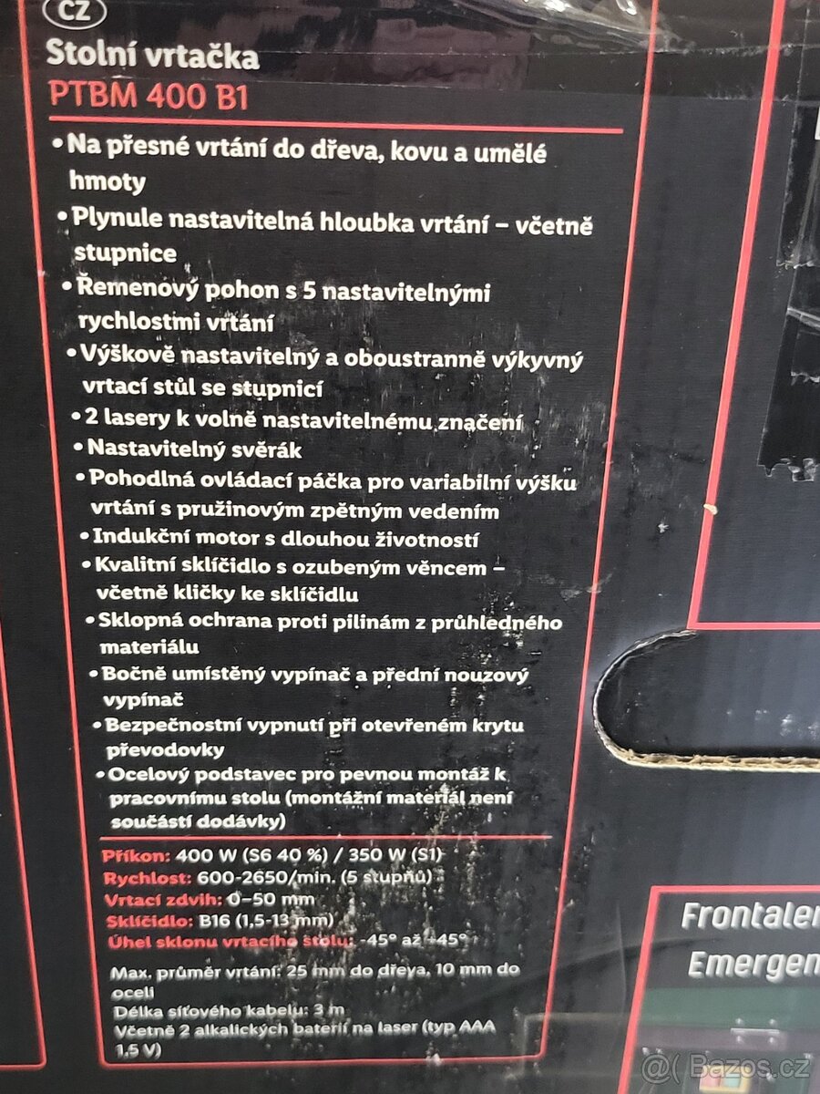 vrtačka stolní, Parkside, NOVÁ, nepoužitá - 2