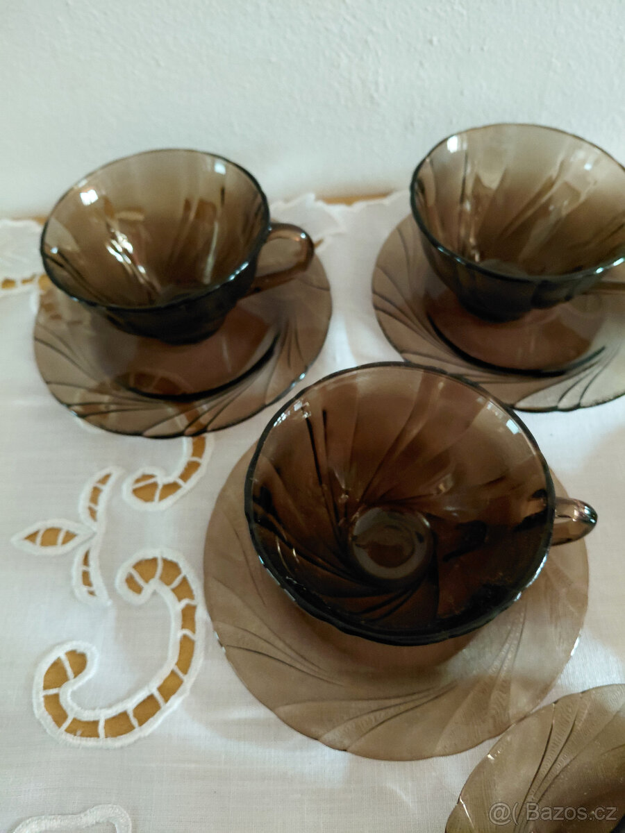 Retro kávová souprava skleněná Vereco France - 2