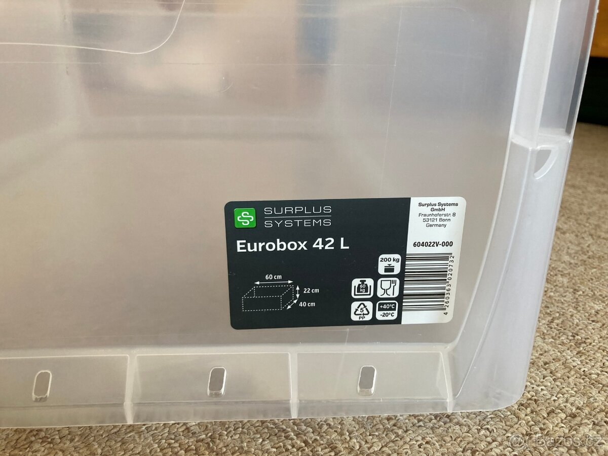 Eurobox průhledný 60×40×22 42 l s víkem - 2
