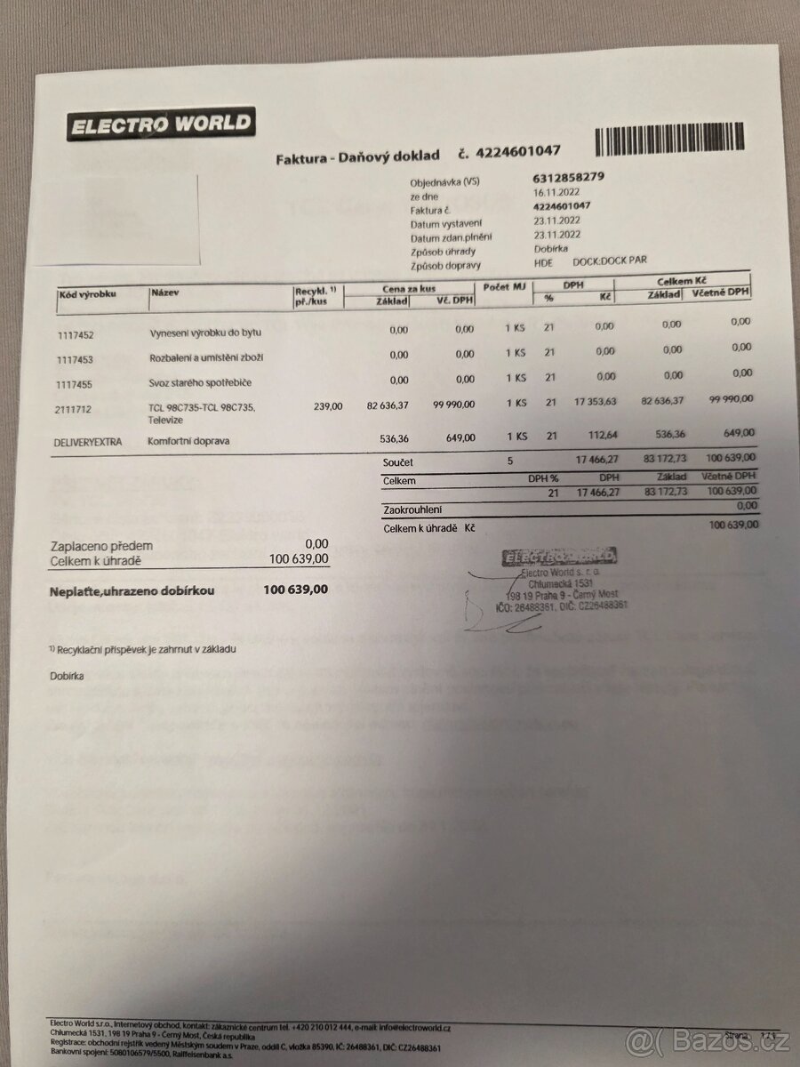 Prodám televize Tcl98C735 - 2