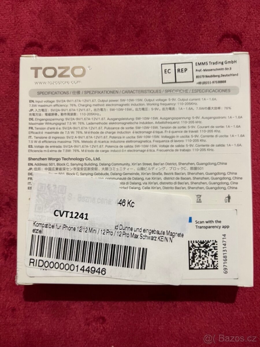 PRODÁM BEZDRÁTOVOU NABÍJEČKU TOZO W6 - 2